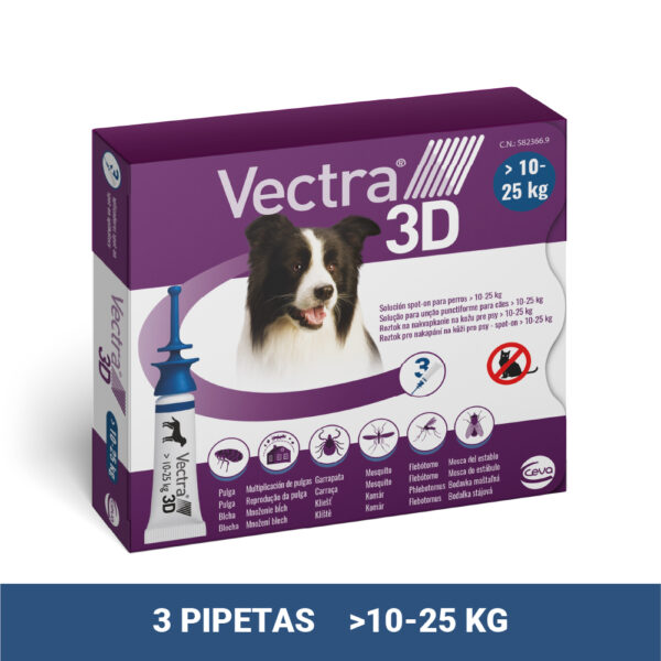 Vectra 3D para perros de 10-25 kg - 3 Pipetas